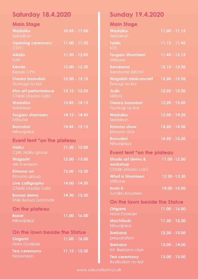 Sakura Festival 2020 Program